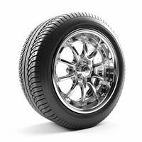 AI generated car wheel on a white background photo