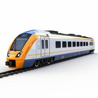 AI generated Realistic passenger train on a white background photo