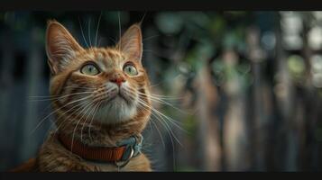 ai generado gato con un gato collar profesional fotografía foto