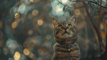 AI generated Cat with a cat collar professional photography photo