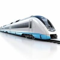 AI generated Realistic passenger train on a white background photo