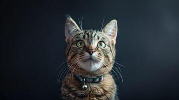 AI generated Cat with a cat collar professional photography photo