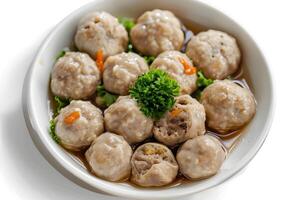 AI generated bakso or meatballs isolated on white background photo