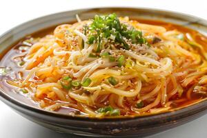 AI generated kalguksu served on a plate isolated on white background photo