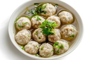 ai generado bakso o albóndigas aislado en blanco antecedentes foto