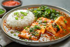 AI generated kimchi jjigae isolated on white background photo