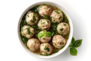 ai generado bakso o albóndigas aislado en blanco antecedentes foto