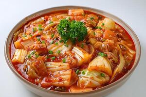 AI generated kimchi jjigae isolated on white background photo