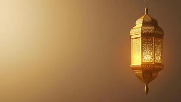 AI generated Islamic Ramadan Kareem background with copy space area. Arabic lantern photo