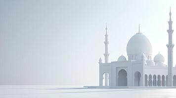 AI generated Ramadan Kareem Islamic Greeting Background with 3D Mosque and Copy Space Area photo