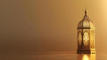 AI generated Islamic Ramadan Kareem background with copy space area. Arabic lantern photo