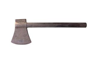 Isolated old axe on  white background photo