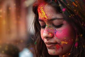 AI generated Holi or Festival of Colours, Colors of Celebration. Generative AI photo