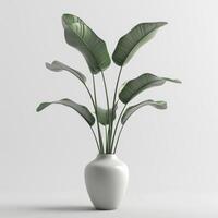 AI generated realistic plant inside a ceramic vase on white background photo