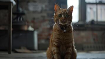 ai generado gato con un gato collar profesional fotografía foto