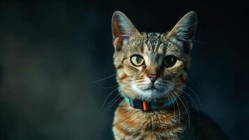 AI generated Cat with a cat collar professional photography photo