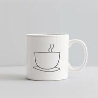 AI generated minimalistic style white mug on white background photo