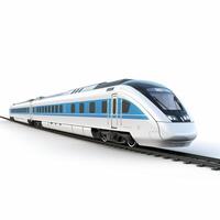 AI generated Realistic passenger train on a white background photo