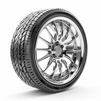 AI generated car wheel on a white background photo