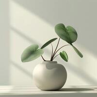 AI generated realistic plant inside a ceramic vase on white background photo