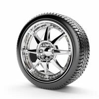 AI generated car wheel on a white background photo