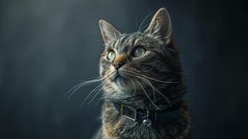AI generated Cat with a cat collar professional photography photo