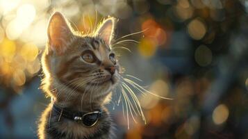 AI generated Cat with a cat collar professional photography photo