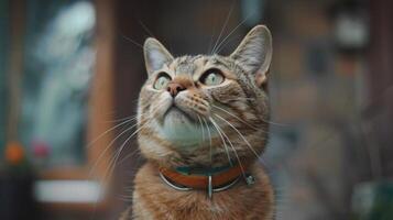 AI generated Cat with a cat collar professional photography photo