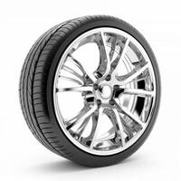 AI generated car wheel on a white background photo