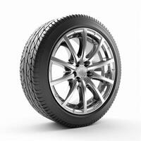 AI generated car wheel on a white background photo