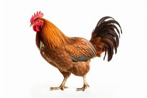 AI generated rooster illustration on white background photo