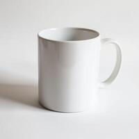 AI generated minimalistic style white mug on white background photo