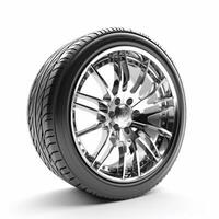 AI generated car wheel on a white background photo