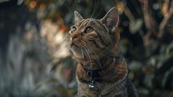 AI generated Cat with a cat collar professional photography photo