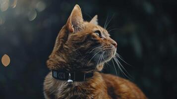 AI generated Cat with a cat collar professional photography photo
