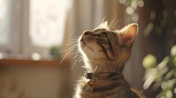 AI generated Cat with a cat collar professional photography photo