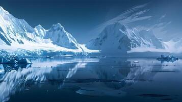 AI generated Snowy Mountains and Icebergs in the Style of Matte Painting photo