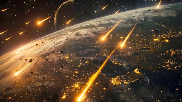 AI generated Action-Packed Space Battle with Lasers and Meteors photo
