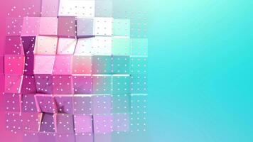 abstract simple blue pink low poly 3d surface and flying white crystals as cybernet video