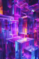 AI generated Abstract 3D Futuristic Background, Purple and Blue Hues Creating a Visionary Atmosphere. photo