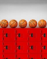 baloncesto en rojo medallón aislado en un blanco antecedentes foto