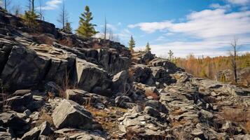 AI generated A high dynamic range landscape of a rocky ridge photo