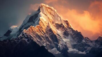 AI generated Beautiful sunrise on a remote mountain peak photo