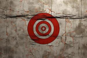 AI generated Red Target Symbol on Concrete Background with Grunge Effect. Aim Sign. Generative Ai photo