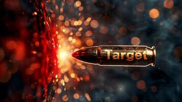 AI generated high speed Flying bullet with target point. business target concept. generative AI photo