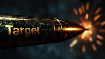 AI generated high speed Flying bullet with target point. business target concept. generative AI photo