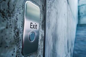 AI generated stainless metallic push button for exit .ai generative photo