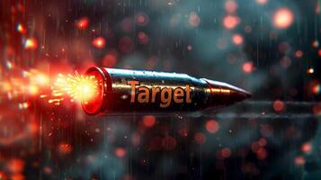 AI generated high speed Flying bullet with target point. business target concept. generative AI photo