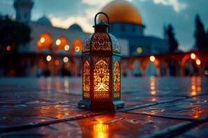 AI generated Ramadan background lanterns. Ramadan celebration. AI Generative photo