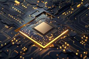 AI generated Computing processor, CPU, microchip, and electronic circuit board, Computer Digital Background photo